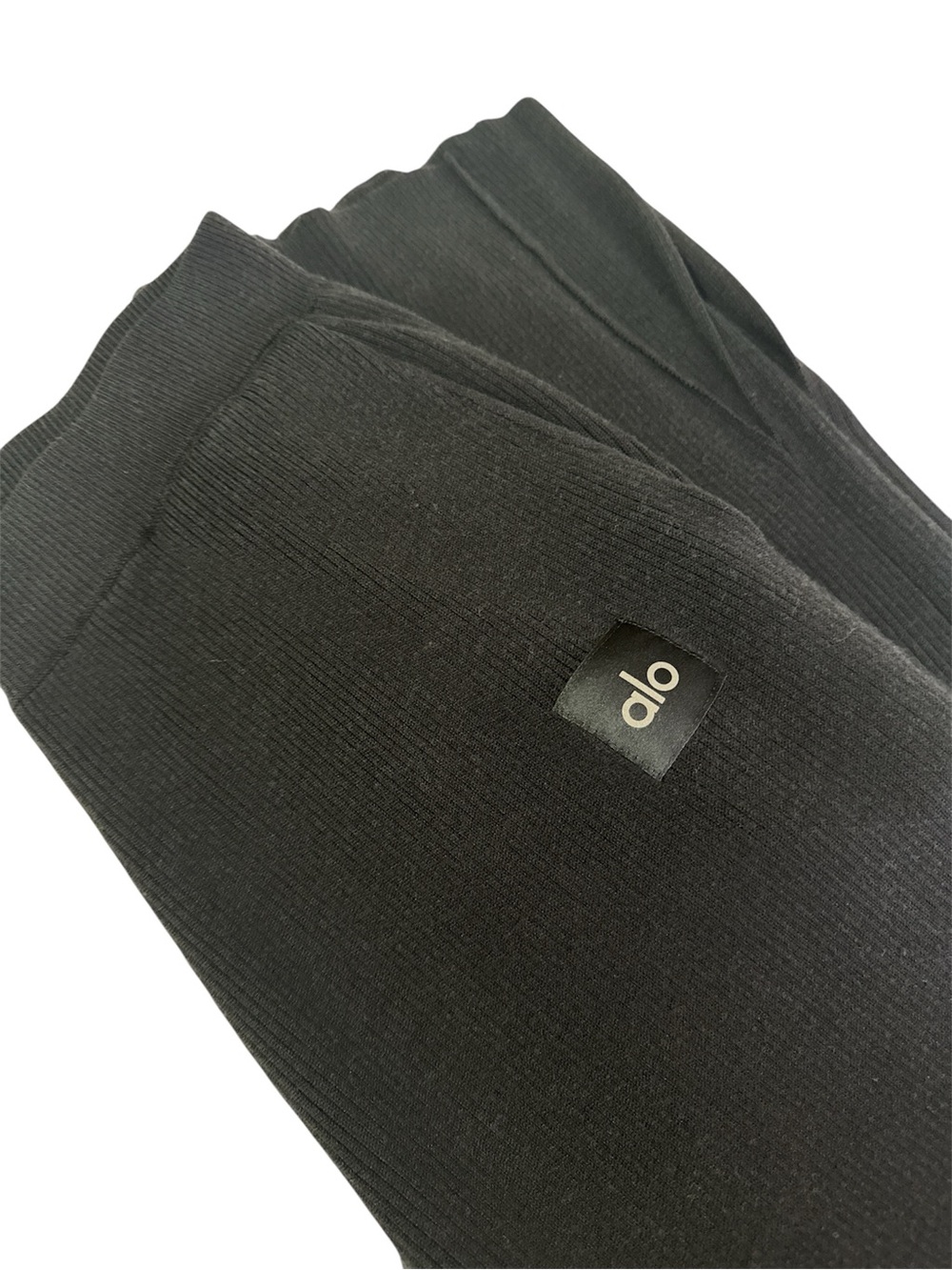 ALO Ribbed Knit Wide Leg Split Hem Lounge Pants Black s/m - Picture 8 of 8